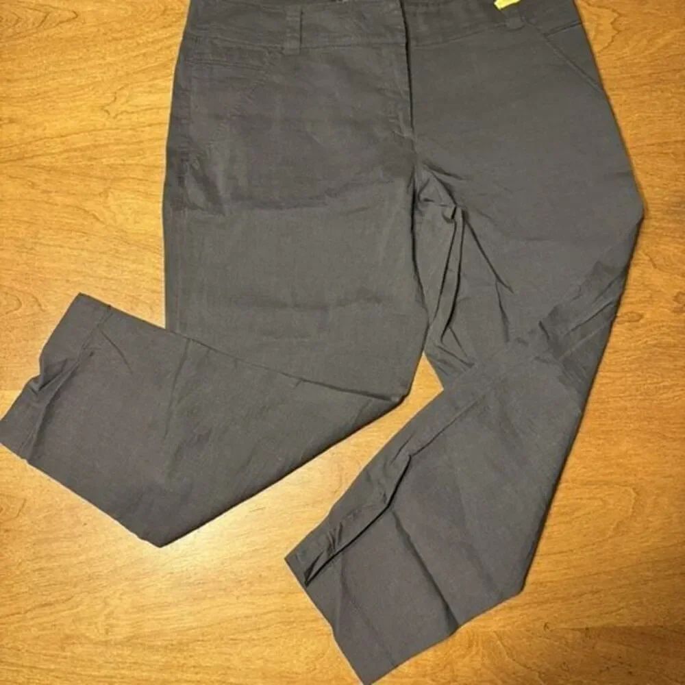Eileen Fisher Women's Mid-Rise Tapered Leg Cropped Trouser Pants Gray Size 14